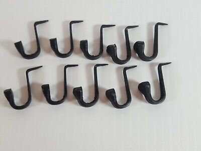 10 Mini Black Metal Hooks Push Pins Rustic Primitive Farmhouse 1 Inch New