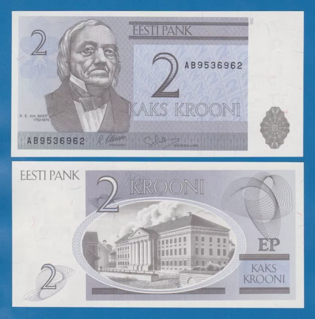 Estonia 2 Krooni P 70a 1992 UNC Prefix AB ( P 70 a )