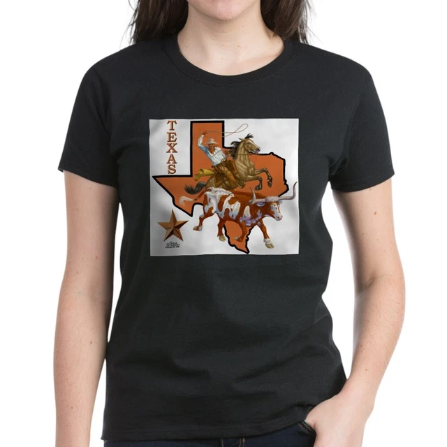 CafePress Texas Cowboy & Longhorn Ash Grey T Shirt Womens T-Shirt (1741366431)