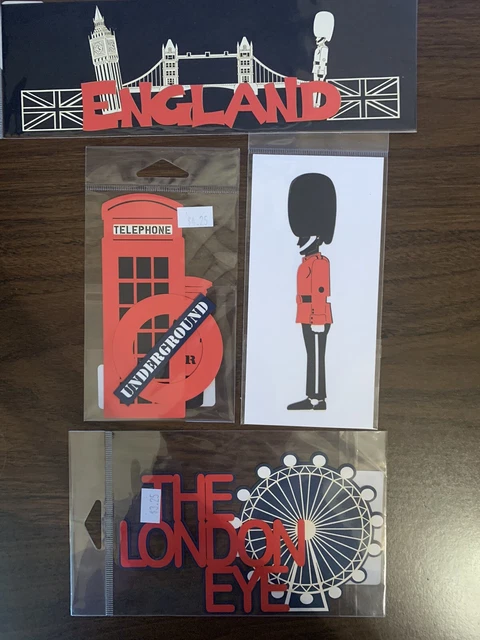Reino Unido Inglaterra troquelado TÍTULO Libro de recortes de viaje Europa pieza de papel lote de 4 NUEVO