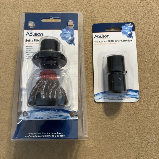 Aqueon Betta Filter with Volcano With 2 Pack Replacement Filters