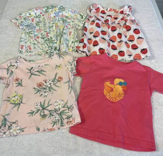 Carters Top Girl 12 Month Baby Infant Short Sleeve Summer Pink Snap Pullover 4pc