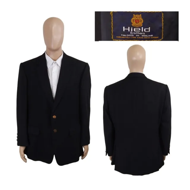 HIELD BROTHERS ENGLAND Saks Fifth Ave Gold Button Navy Blue Cashmere ...
