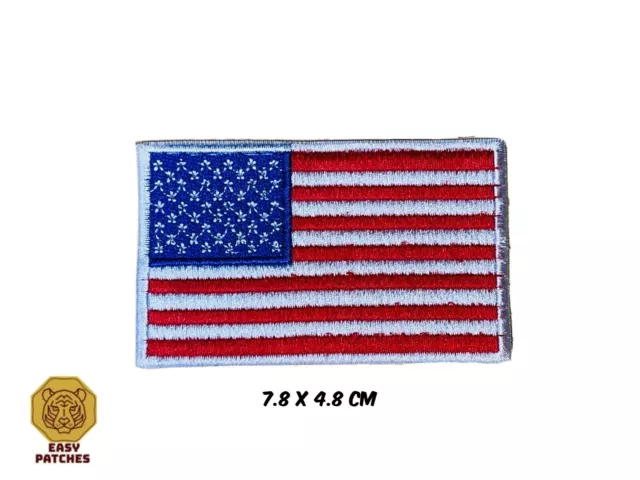 USA Flag Embroidered Iron / Sew On American Patch United States of America Badge