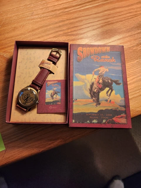 Vintage Western Theme Watch Lucky Horseshoes by Fossil still in original box!