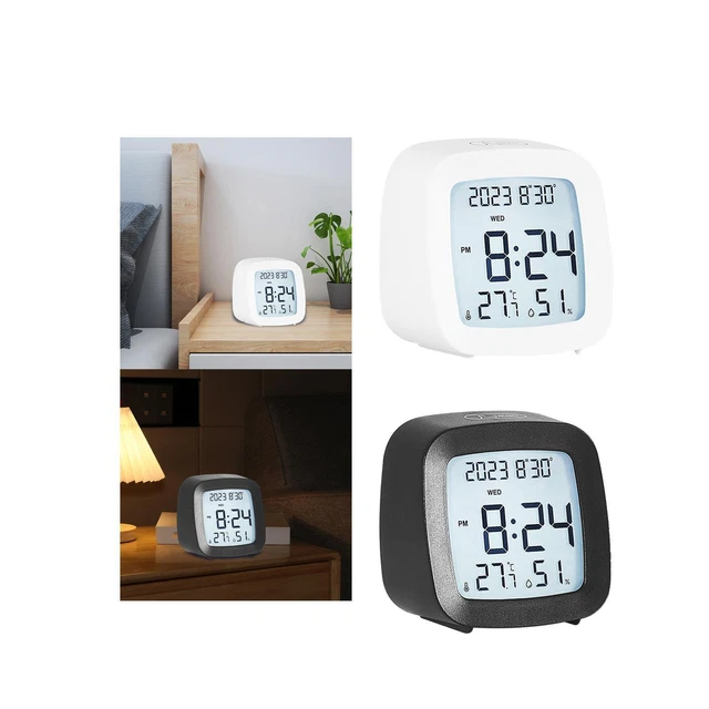 Small Digital Alarm Clock Bedside Clock with Temperature for Seniors Elderly