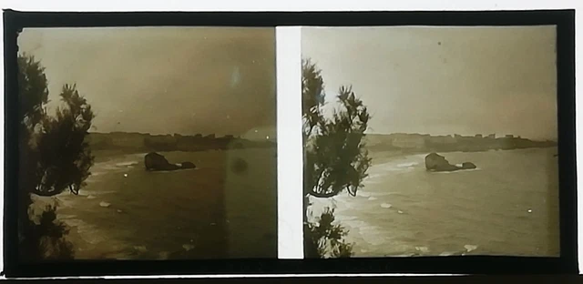 zf25 positive stereo glass plate BE circa 1920 Biarritz la beach