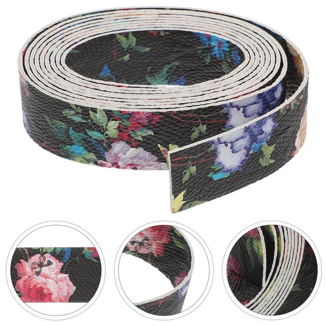 1 rollo patrón floral correa de cuero hágalo usted mismo doble cara rayas de cuero PU joyería artesanía