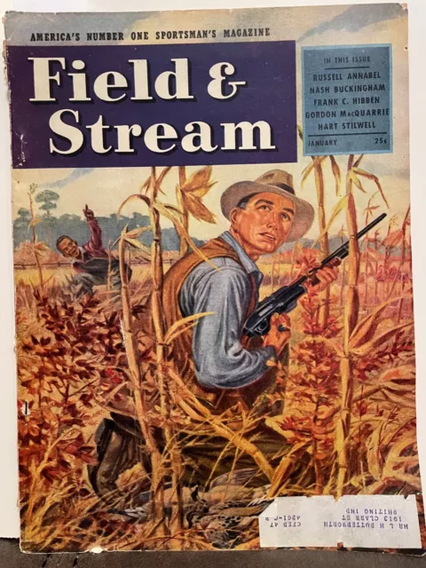 Field & Stream  Magazine   1-1947  Tom Lovell  Lynn Bogue Hunt  A Lassell Ripley