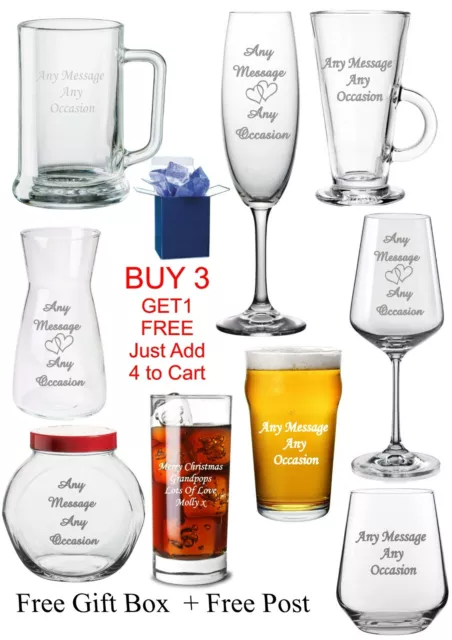 Personalised Engraved Glass Your Own Customised any Message Glassware Mum Gift