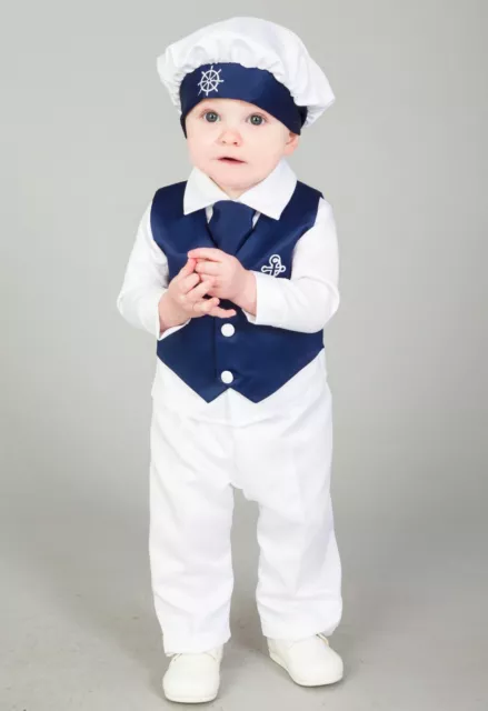 Baby Boys Christening Outfit / Christening Suit 4pc Sailor Suit Navy