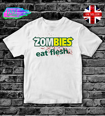 ZOMBIES EAT FLESH Kids T-Shirt Top Boys Girls ADULTS MENS T SHIRT TSHIRT FUNNY