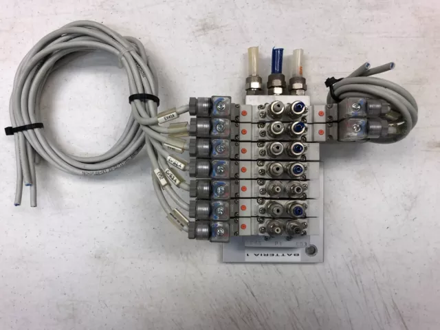 (7)pcs. SMC SY5120-5YO-Q1F-Q Pneumatic Control Vale with manifold  (See pics)