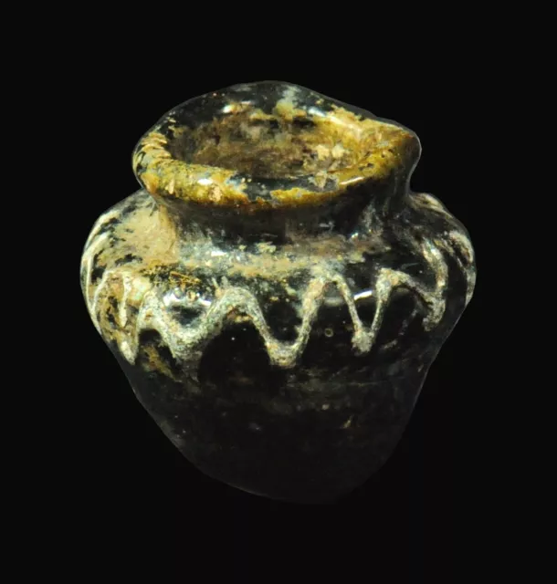 Ancient Eastern Mediterranean Rod Formed Glass Jar