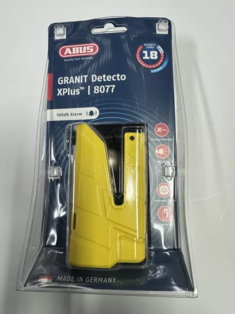 ABUS Granit Detecto XPlus 8077 Allarme blocco disco moto 13,5 mm acciaio giallo