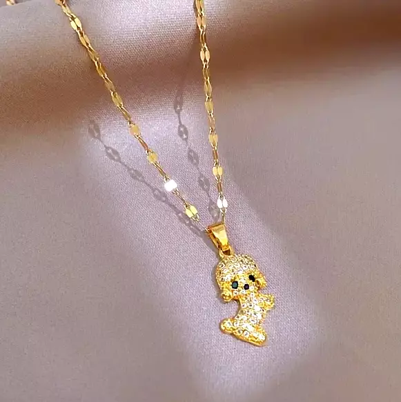 Cute Dog Sparkling Rhinestone Pet Pendant Necklace Creative Gift Men Women New