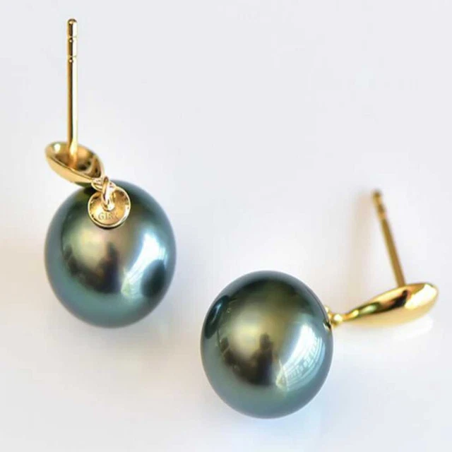 Highlights 16MM Peacock Blue Shell Pearl Earrings 18K Gift Wedding Women Hook