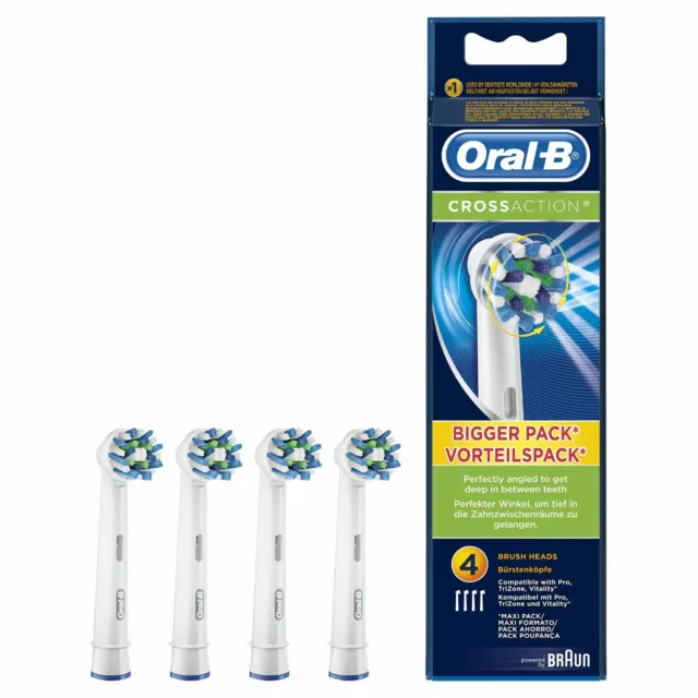 4 Braun Oral B Cross Action Aufsteckbürsten Original OralB Ersatz Bürsten