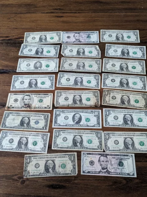 Job Lot 23 USA Banknotes Various Dates & Denom. Value $48 Notes Money Cash
