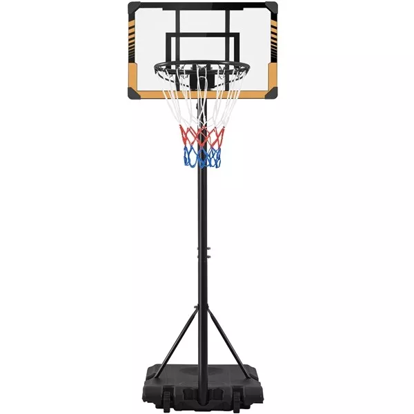 Portable Basketball Hoop Stand 7-8ft Height Adjustable Basketball Net w/ Wheels