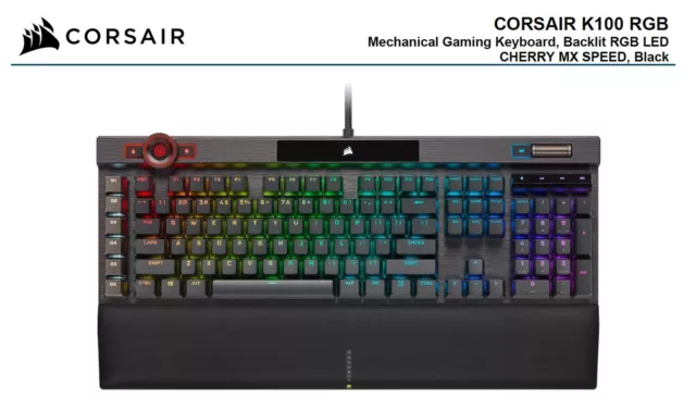 Corsair K100 RGB, Cherry MX SP, Stylish aluminum with RGB,100 Million strokes te