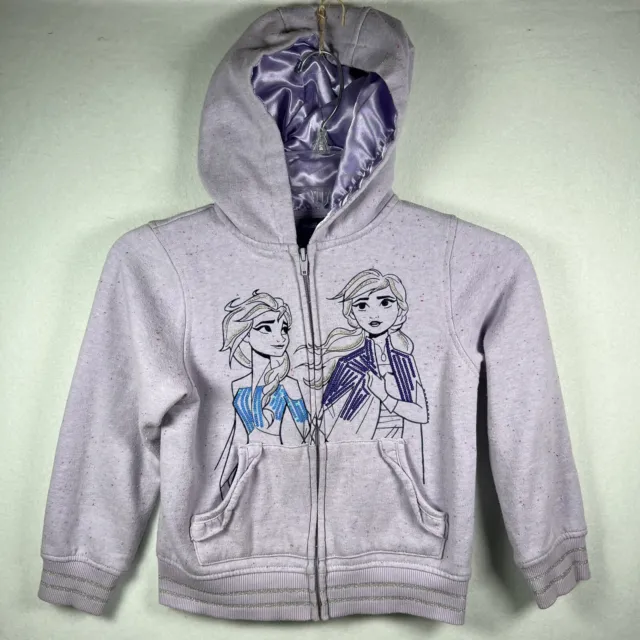 Disney Frozen 2 Full Zip Hoodie Girls size 7 Lavender Sweatshirt Anna Elsa    G