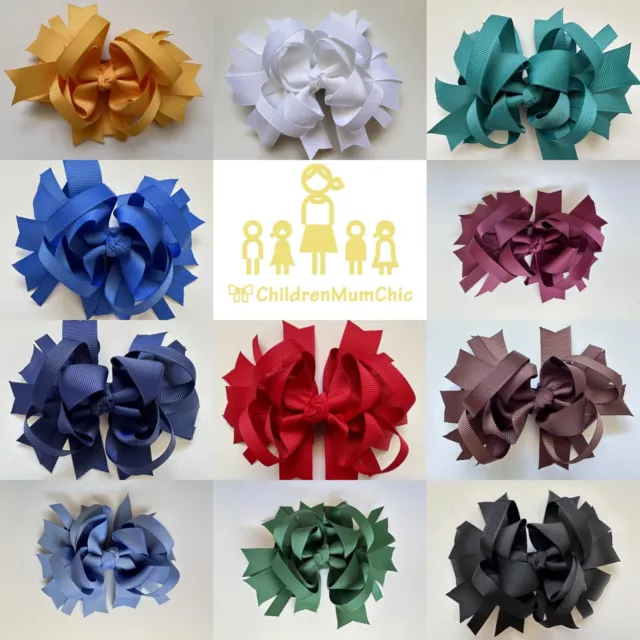 School Kids Large Loopy Bow clip Navy Black Green Maroon Red burgundy