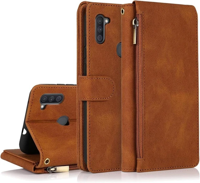 Wallet Case[ 8 Card Slots & 1 Zipper Coin Purse] Samsung Galaxy A11-Brown