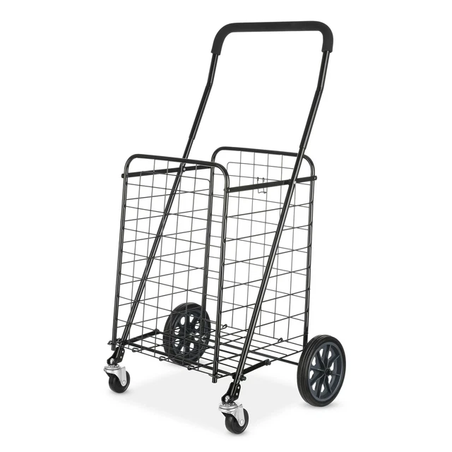 Folding Shopping Cleaning Cart Basket Utility Trolley Laundry Grocery 4 Wheels