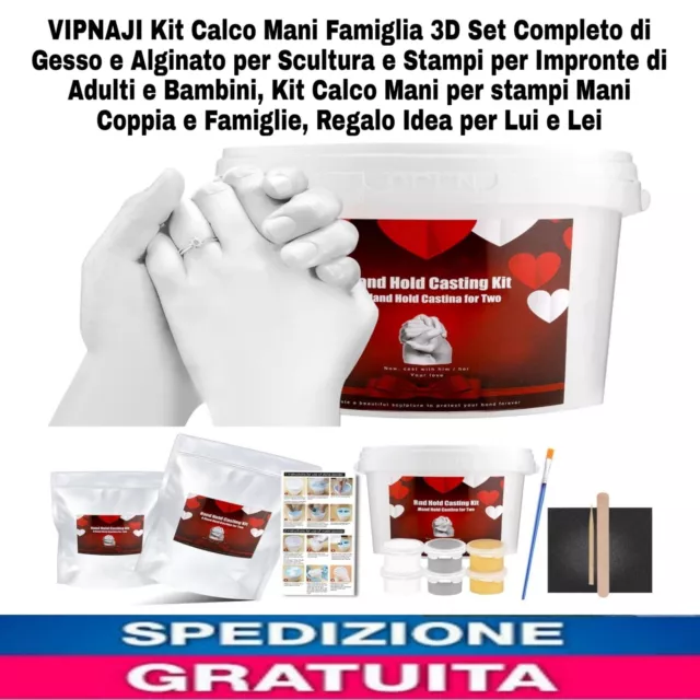 Kit Calco Mani Famiglia 3D Set Completo Di Gesso E Alginato per Scultura E  Stamp