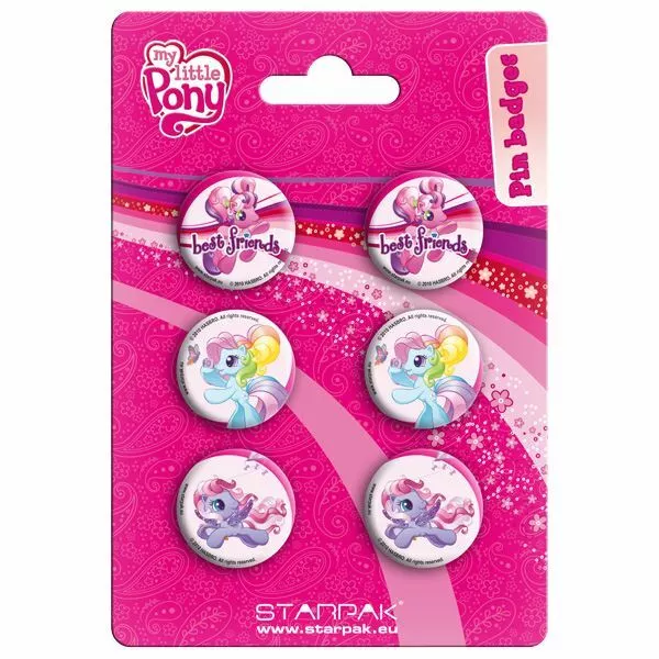 MY LITTLE PONY Best Friends Pack of 6 Safety Pin Backed Badge Party Bag Badges