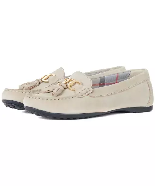 NEW Barbour Womens Nadia Cream Suede Moccasins Shoes size 5 SLIP ON NIB