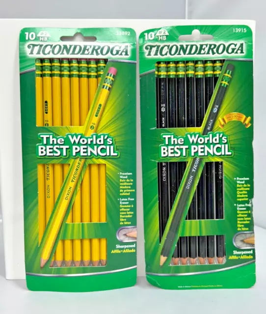 TICONDEROGA Pencils Wood Cased#2 HB Soft Pre-Sharpened, 2 x 10 Packs 13915/33892