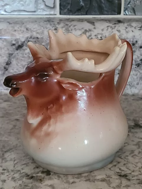 Vintage Czechoslovakia Moose/Elk Hand Painted Creamer