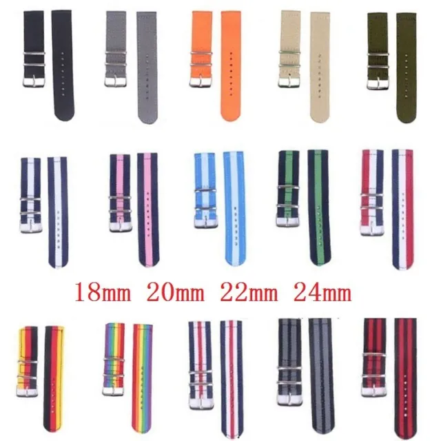 High Quality Fabric Nylon Canvas Watch Strap Rugged Sport Band 18/20/22/24mm