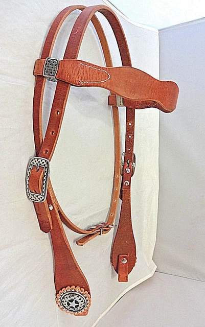 Hermann Oak Harness Leather Scallop Headstall Jeremiah Watt Western Horse Tack
