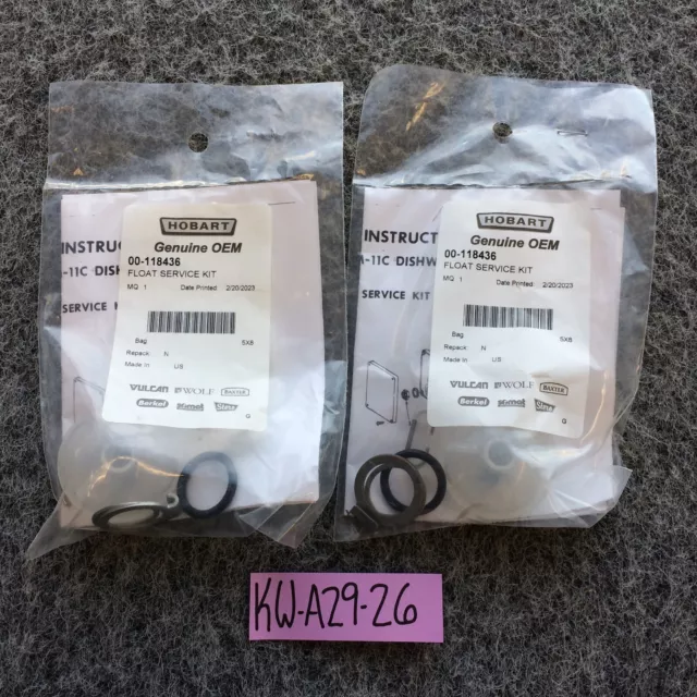 Lot Of 2 Oem Hobart 00-118436  Float Service Kit  Genuine Oem Uw50