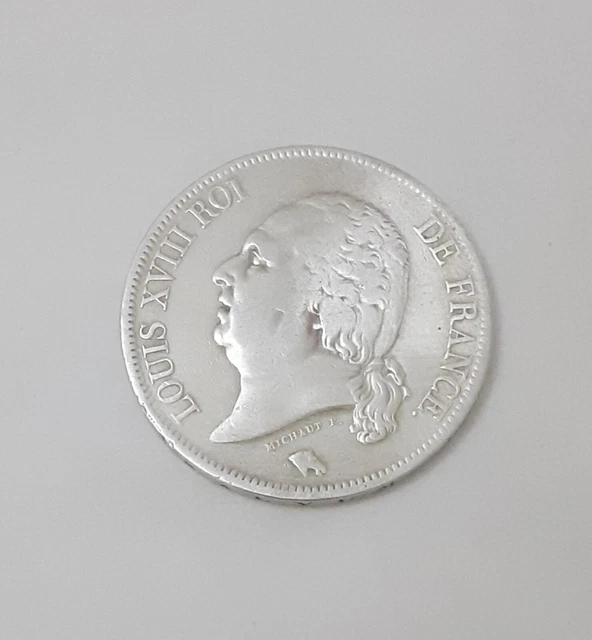 5 Francs Louis XVIII Roi De France 1823 Silver Coin