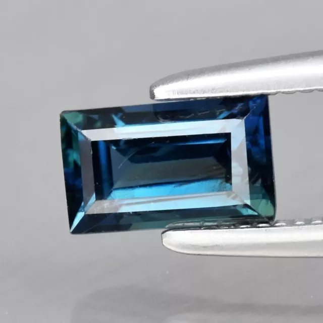 0.66ct 6x3.6mm Baguette Unheated Greenish Blue Sapphire Gemstone, Tanzania