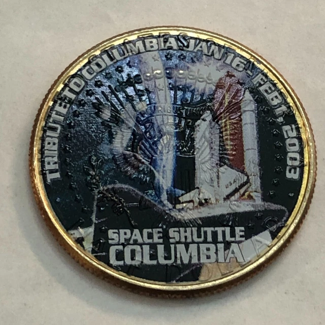 Colorized Kennedy half dollar. TRIBUT TO SPACE SHUTTLE COLUMBIA. 2003. #103