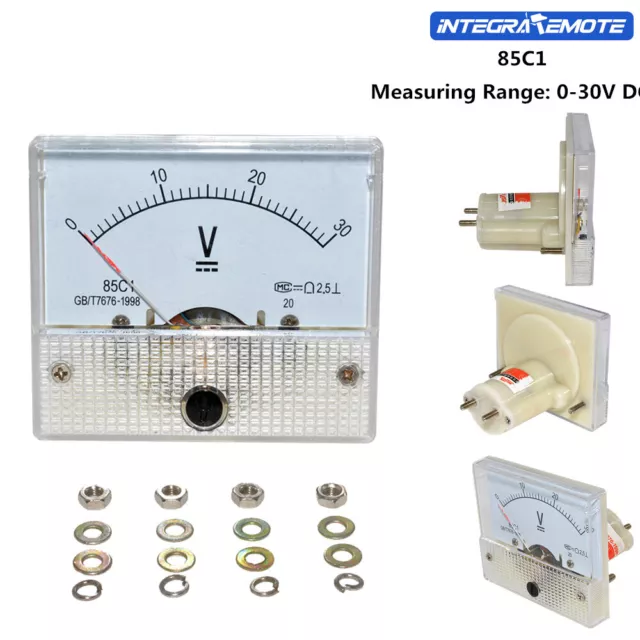 DC 30V Analog Panel Volt Voltage Meter Voltmeter Gauge 85C1 0-30V White