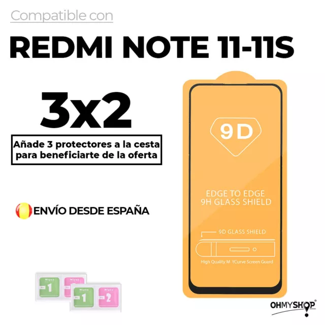 Protector de Pantalla para Xiaomi Redmi Note 9 PRO Negro cristal templado 3D