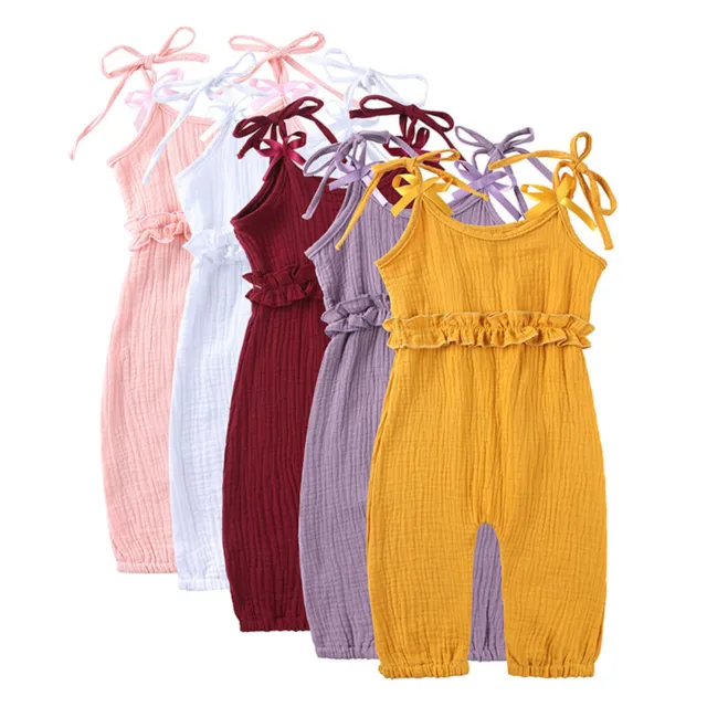 Summer Newborn Girls Boy Ruffle Romper Jumpsuit Sleeveless Halter Solid Playsuit