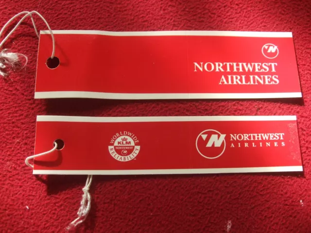 Airline Baggage Tags X 2 Northwest Airlines 1980'S / 90'S Vintage