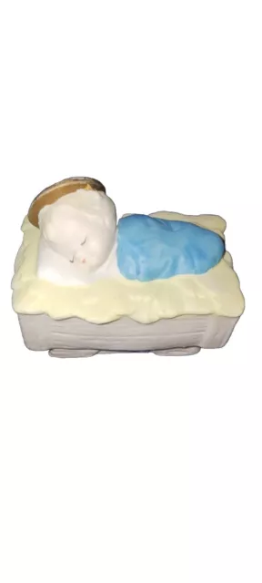 Vtg Atlantic Mold Nativity Figure Baby Jesus Ceramic Replacement Figurine Halo