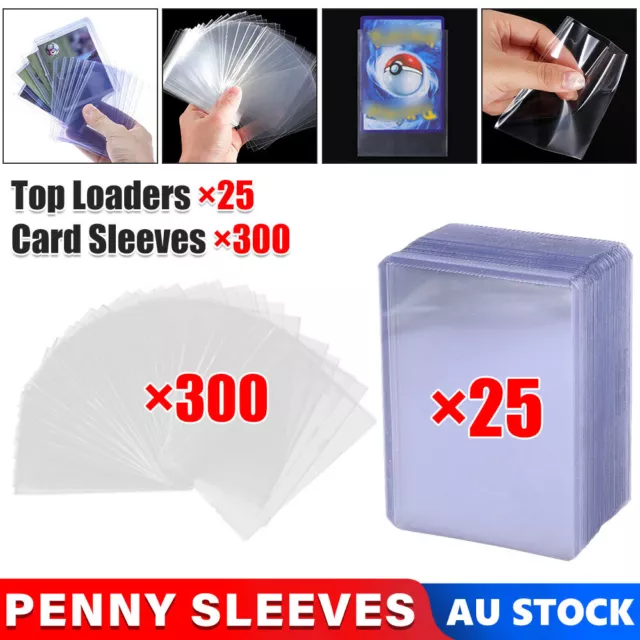 25X TOPLOADER 35PT+300X Penny Sleeves Top Protector For Pokemon Card Sport  Cards $15.09 - PicClick AU