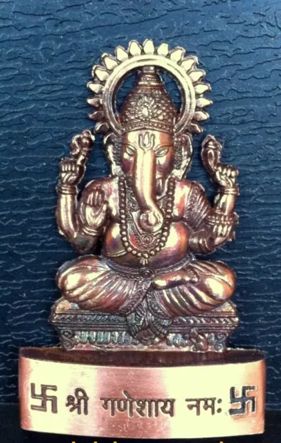 Lord Ganesha Ganesh Maharaaj Hindu God Antique Metal Mini Statue Car Dash Board