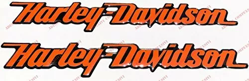 Stemma logo decal HARLEY DAVIDSON, coppia adesivi resinati, ORANGE, (U3O)