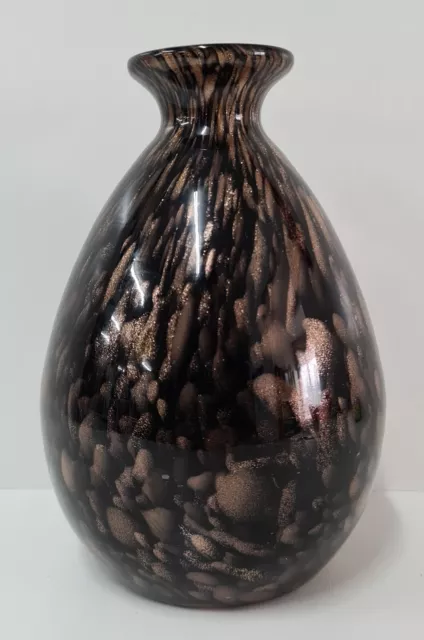 Nason Vase Black With Metallic Gold Collectable Italian Murano Glassware