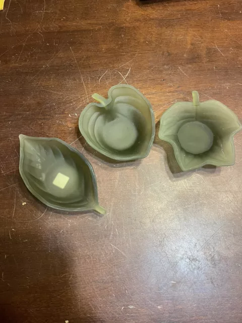 Partylite Natures Garden Green Leaf Tealight Candle Holders Trio (New)